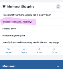 Mumsnet Shopping feed?