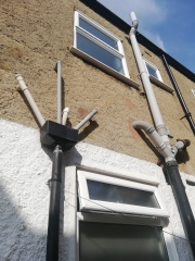 Ground floor flat, upstairs waste pipes