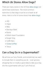to take dog into supermarket