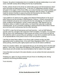 Suella Braverman statement about police behaviour and TRA police officer response