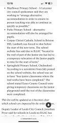 A log of schools confirmed closed/open
