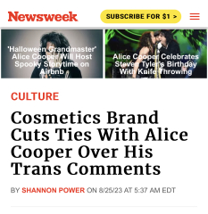 Alice Cooper has been cancelled
