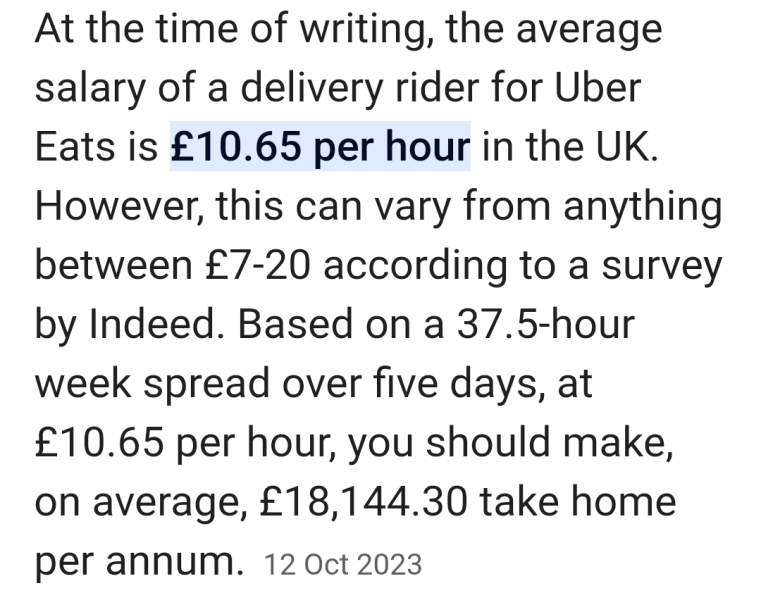 Wondering how much delivery drivers make eg Uber Eats/Deliveroo?