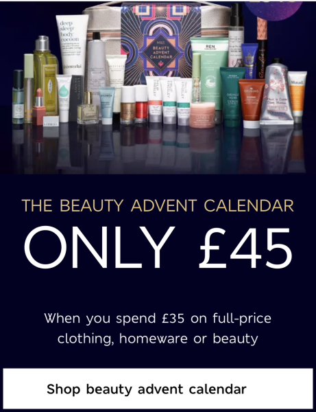 M and S beauty advent calendar price!!
