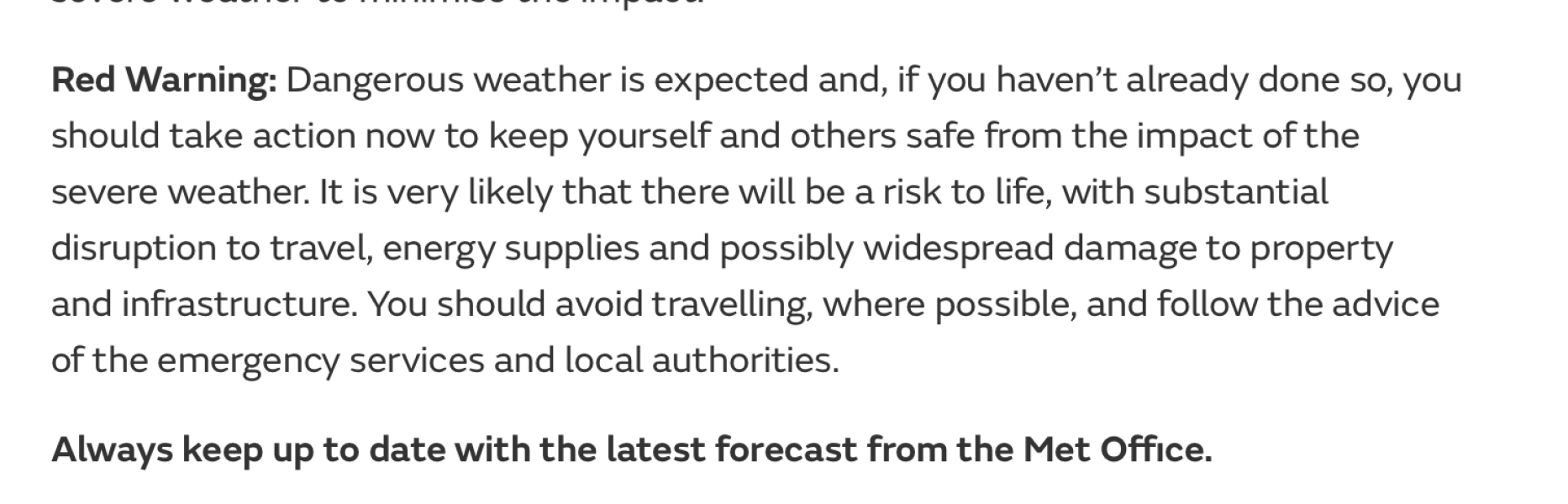 You shouldn't be driving to the office when there will be a red weather warning