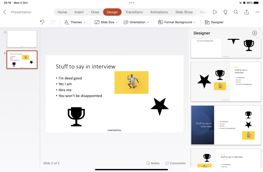 Interview presentation- slides or not?