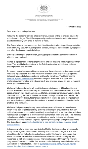 Teachers shouldn't post controversial thoughts publicly (Hamas related)