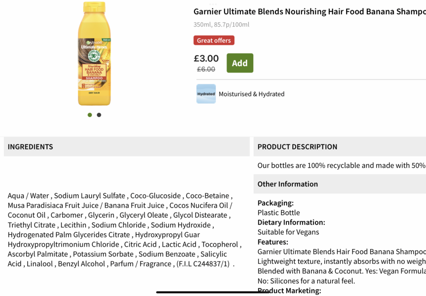 Sulphate free shampoo