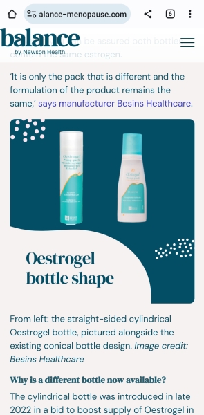 Oestrogel: new packaging (yet again)?