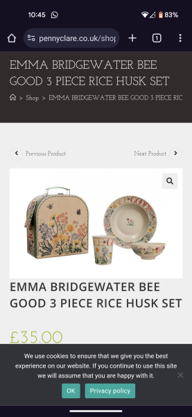 Does anyone have the Emma Bridgewater children's rice husk set in a suitcase?