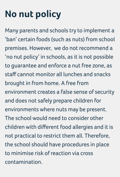Is eating Peanut butter before school breaking the ‘nut free’ rules ??