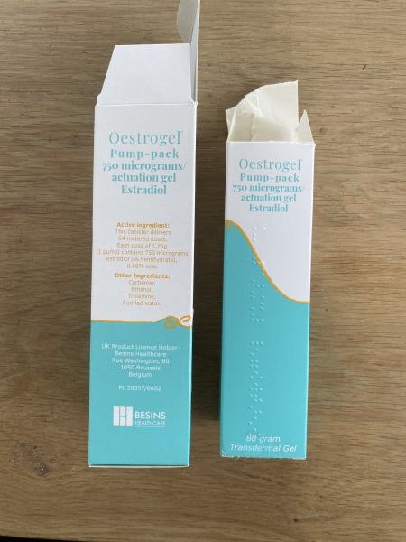 Oestrogel: new packaging (yet again)?