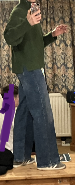 Wide leg denim trousers