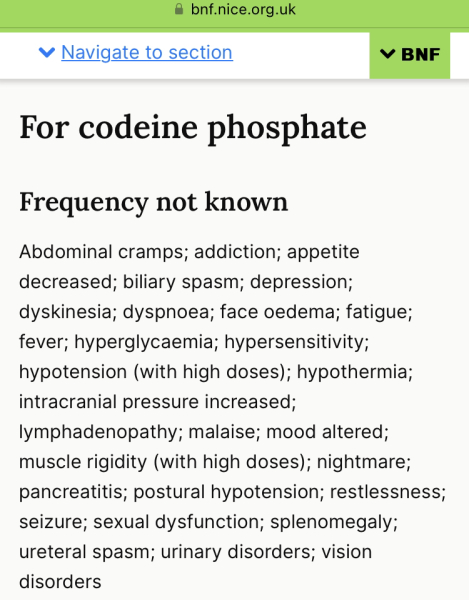 Can codedine cause crashing depression