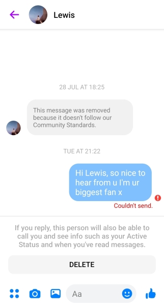 Famous (ish) person messaging me