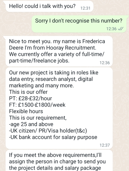 Random people contacting me on WhatsApp to ask if I am looking for a job