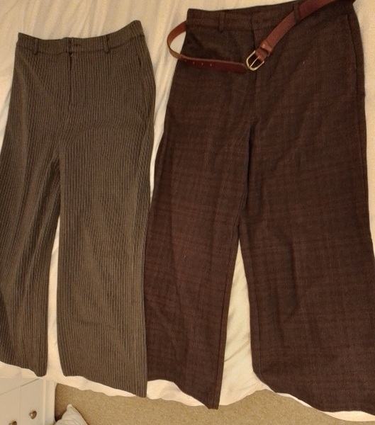 Chocolate brown wool wide leg trousers