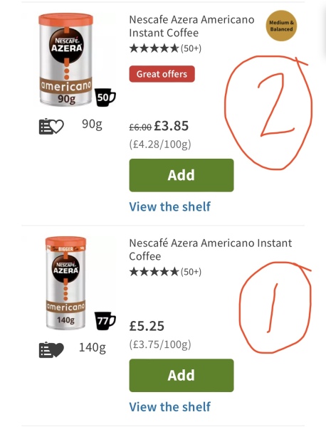 Food shop delivery - substitution Q