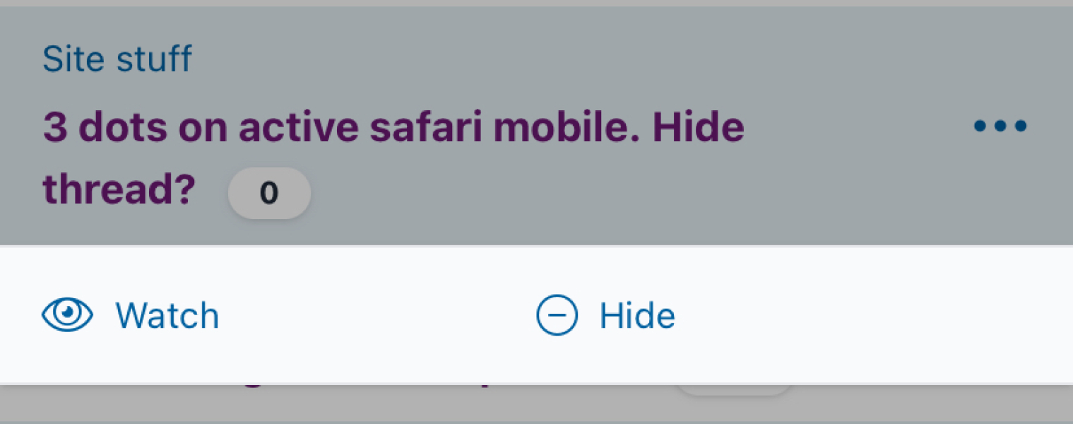 3 dots on active safari mobile. Hide thread?