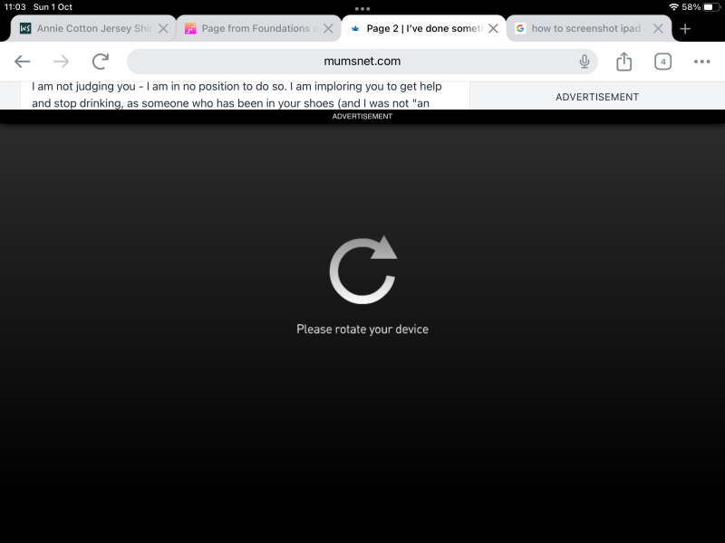Advert taking over entire screen