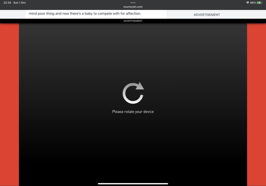 Advert taking over entire screen