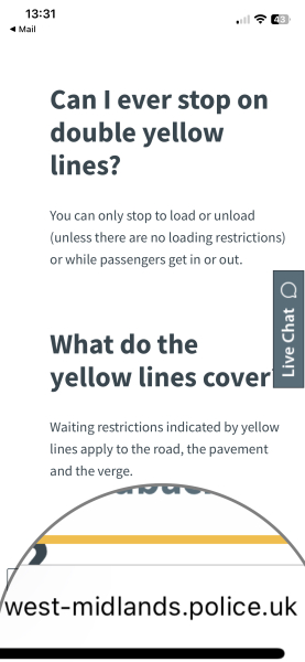 Stopped on a double yellow
