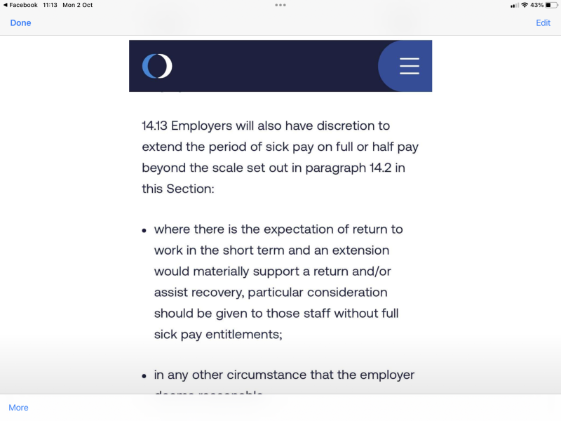Has anyone extended their sick pay with the NHS beyond a year?
