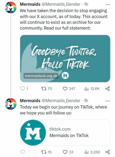 Mermaids have ditched x for TikTok