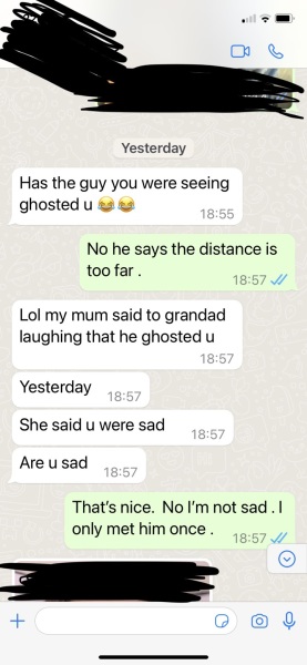 Best friends dd said her mother laughed at me being ghosted by date