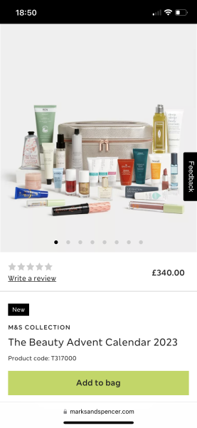 M and S beauty advent calendar price!!
