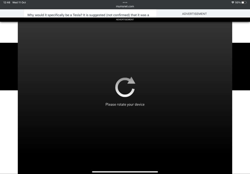 Advert taking over entire screen