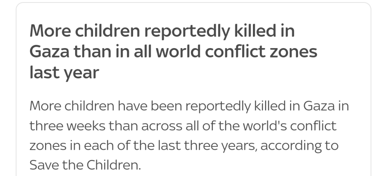 6500 Dead: "Creating a severe humanitarian crisis is a necessary means to achieve the goal. Gaza will become a place where no human being can exist" Israeli Military Official
