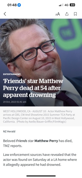 Matthew Perry has died. How sad