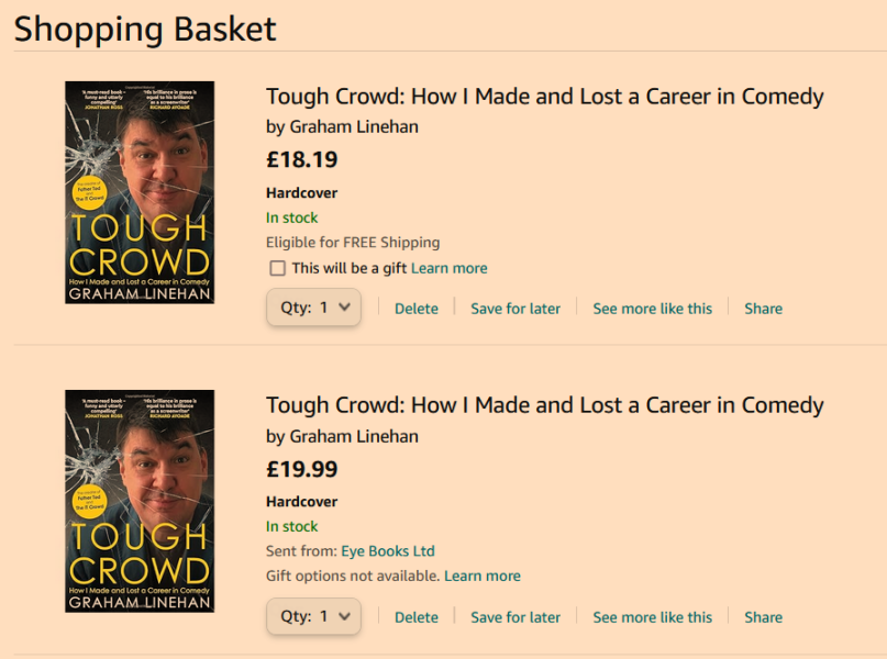 Book sales figures & Tough Crowd