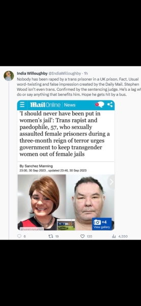 Karen White says Karen should never have been put in a woman's jail