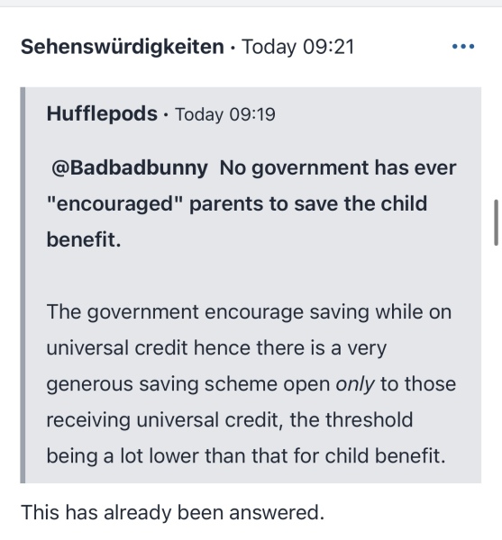 To have spent 12 years of child benefit?