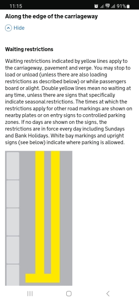 Stopped on a double yellow