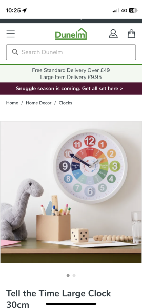 Coloured/sectioned clock to help DS understand time