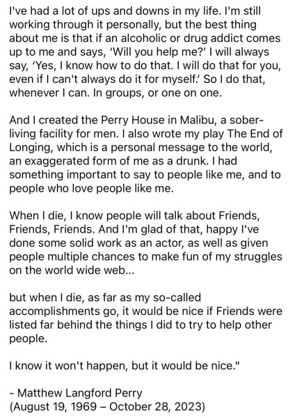 Matthew Perry has died