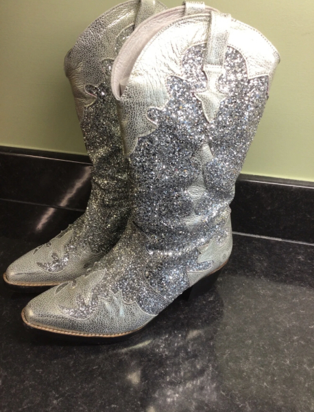 Silver cowboy boots