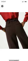 Chocolate brown wool wide leg trousers