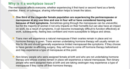 My employer thinks trans women can go through menopause.