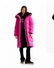 Bright pink long puffer coats