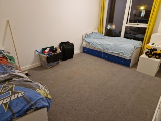 Bedrooms are trashed.  Finding it hard see pics