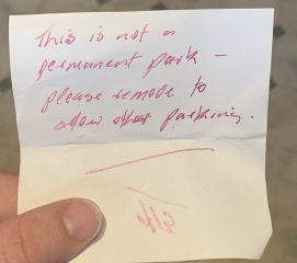 A parking one, with a note!
