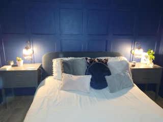 Dark blue bedroom