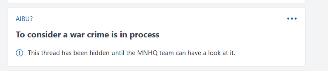 MN hiding threads on the Gaza situation