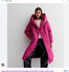 Bright pink long puffer coats