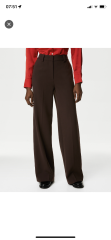 Chocolate brown wool wide leg trousers