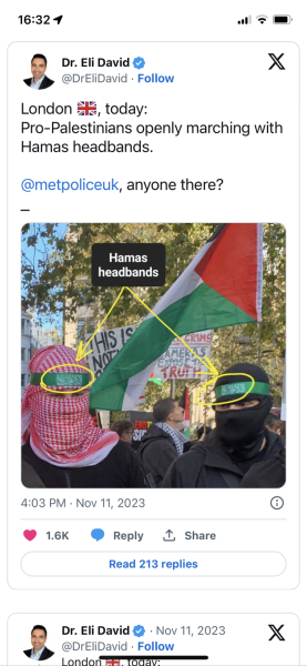 Placards from antisemitic marches in London